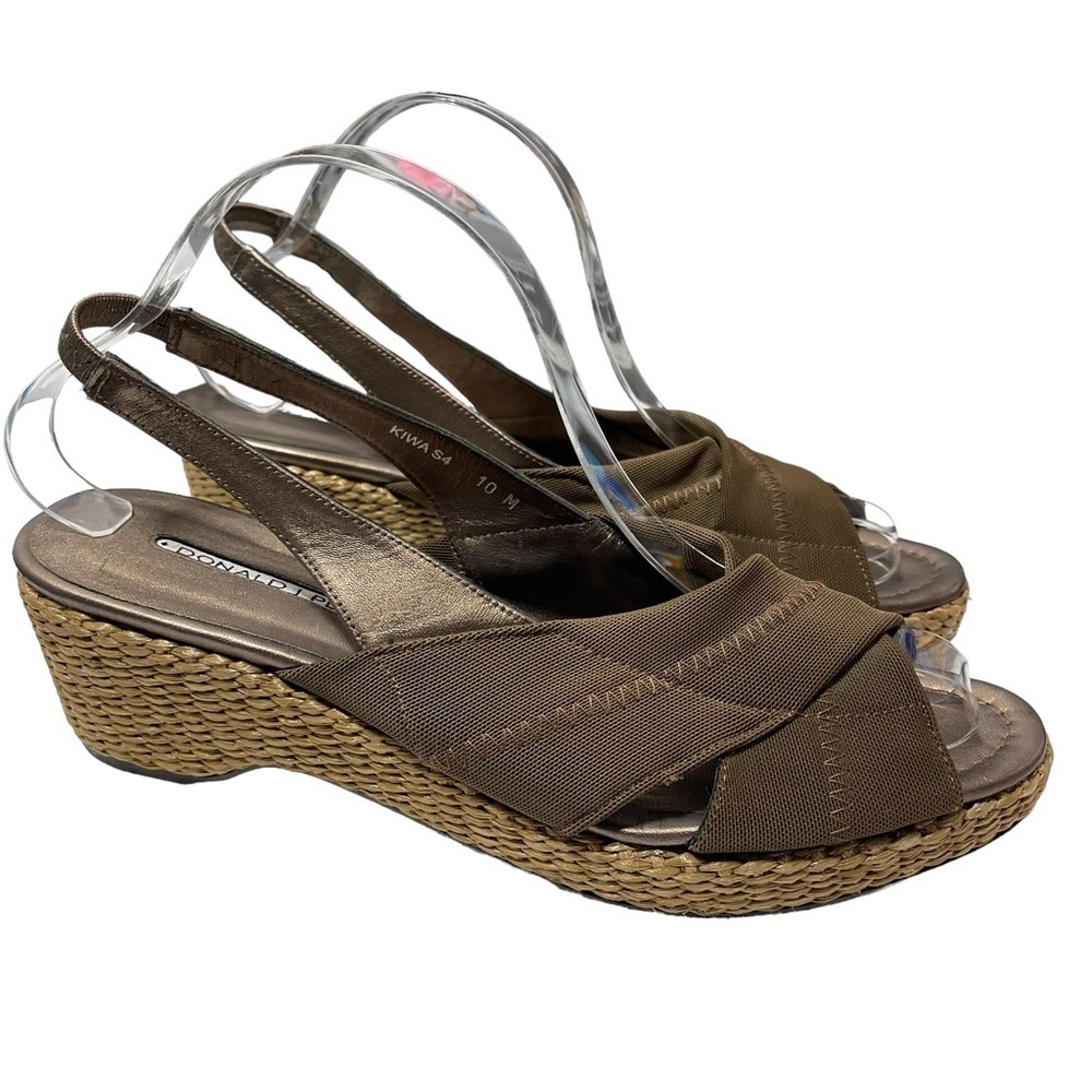 Donald J Pliner Kiwa Brown Bronze Wedge Heels Platform Pumps Sandals Women’s 10